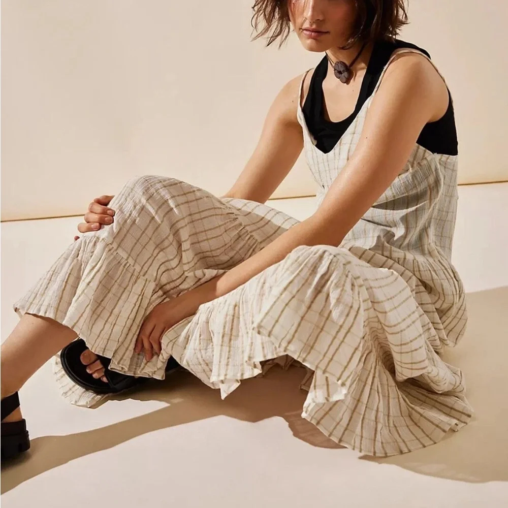 Free People Marigold Maxi Cotton Gauze Dress In Canvas Combo